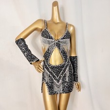 Sequins Fringes EDC Night Club Outfit  Singer Dancer Show Stage Wear Bodysuit