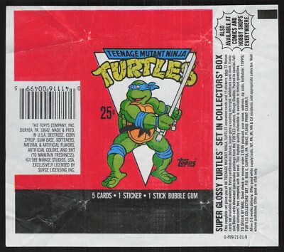 1989 Topps TMNT Teenage Mutant Ninja Turtles Opened Wax Pack Wrapper AA826