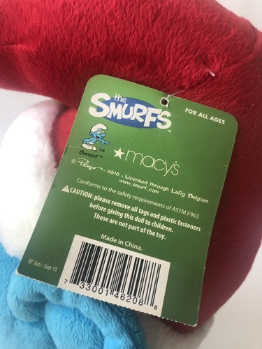 Macy's Christmas Holiday The Smurfs 21" Plush Smurf & Finger Puppets 2010 - Picture 9 of 9