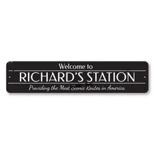 Welcome Train Station Sign, Personalized Most Scenic Routes Metal Decor Sign