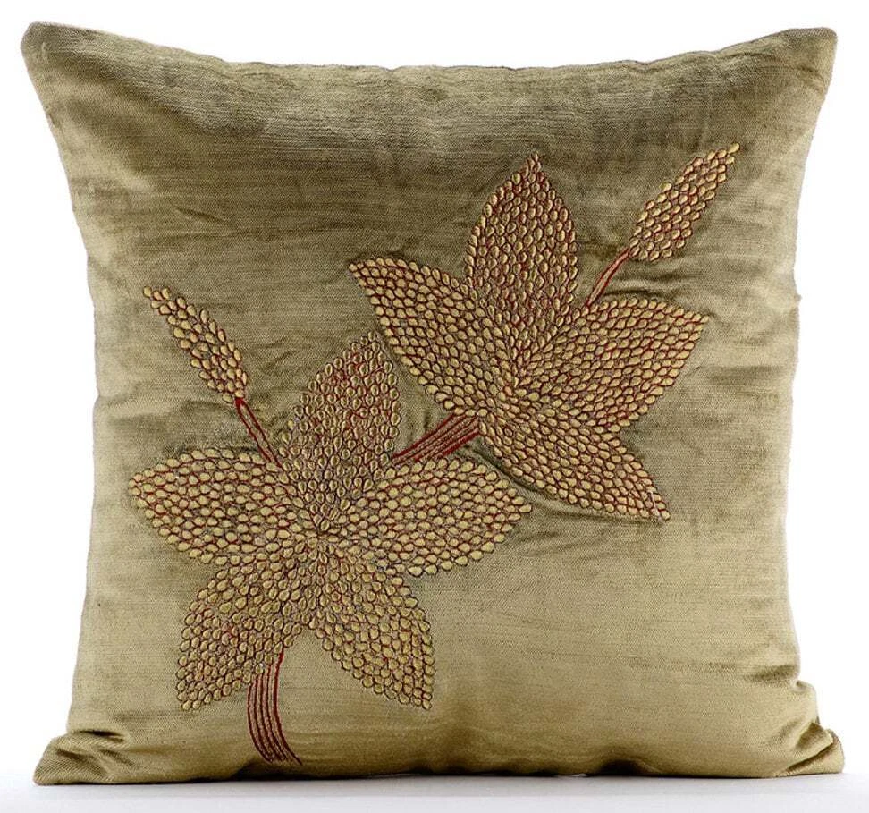 Decorative Pillow Cover Green 16"x16", Square Velvet Fabric - Enlightenment