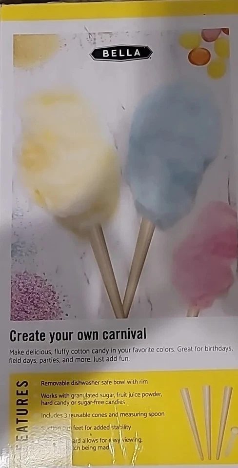 BELLA Cotton Candy Maker Machine Electric Commercial Party Carnival Vintage NEW - Image 3 of 3