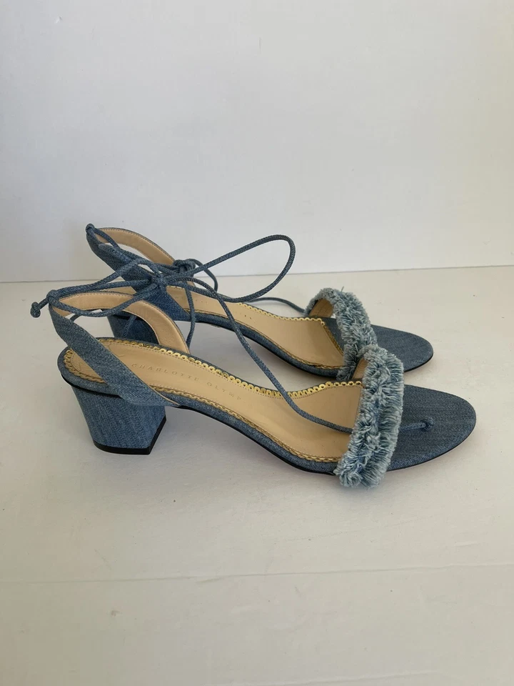 CHARLOTTE OLYMPIA *全新无标签* 磨损牛仔凉鞋女式 41 码或美国 9.5 码 MSRP 545 美元 — 第 4/4 张图片