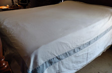 White Cotton Duvet Cover, Blue Border, 102 x 84", Unbranded No Tag , King  