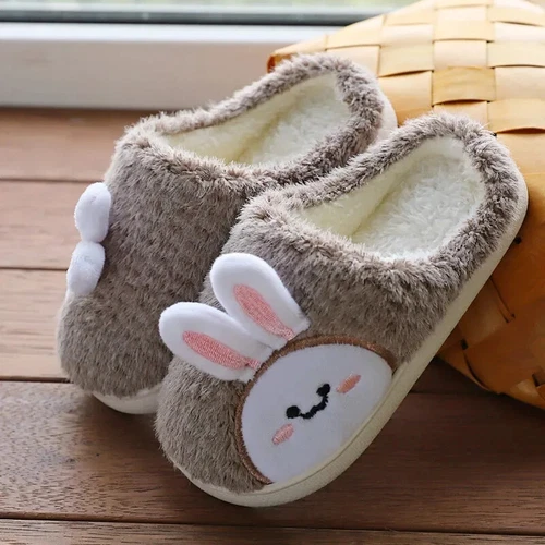 Neu Slipper für Zuhause pelzig süß Flip Flop Kaninchen drinnen Holzboden warm Baumwolle - Bild 14 von 21