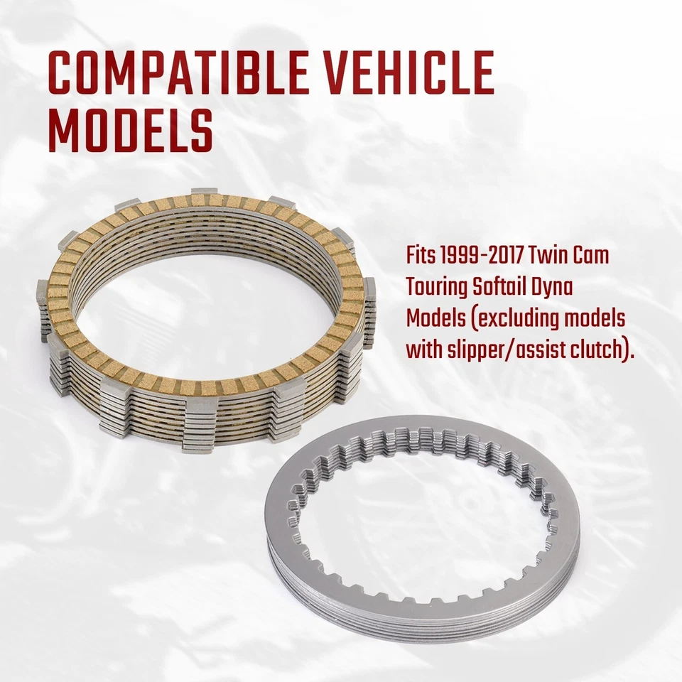 Placas de fricción de embrague de doble leva 99-17 para Road Glide Street Glide Softail Dyna Foto 2 de 4