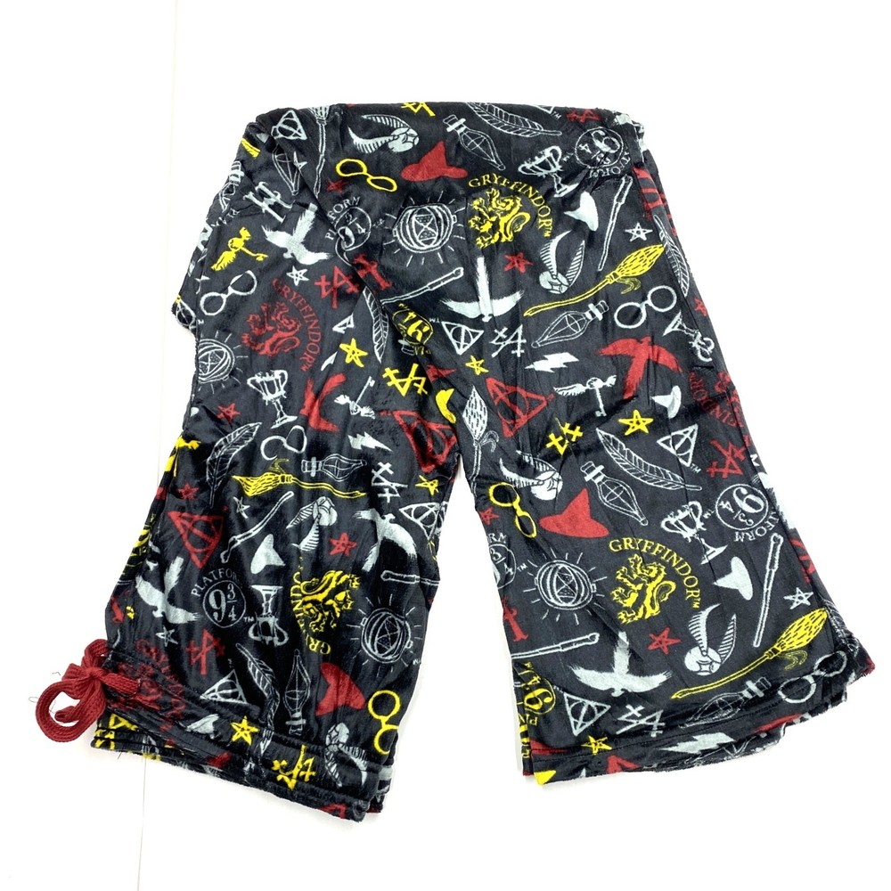 HARRY POTTER Wizarding World Mens Lounge Sleep Pants Size L/XL Black Fleece NEW