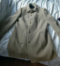 Ladies Bhs Wool Coat Size 16 Single Breasted Beige Camel Coat Rrp £65 !!