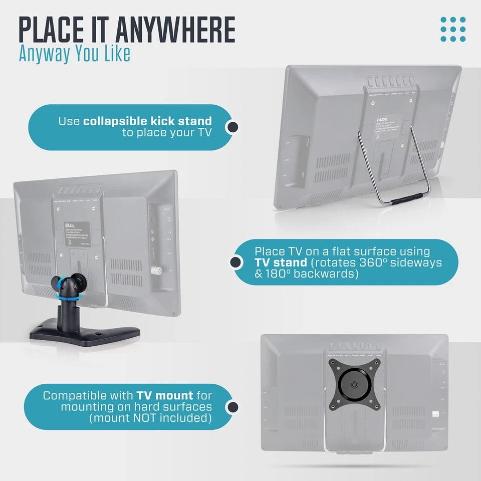 eXuby 14" Small Portable TV for Kitchen, Bedroom, Car, RV - Pre Owned - Image 4 of 4