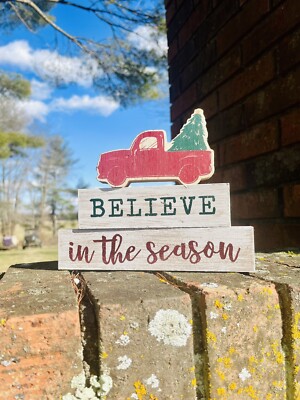 Believe In The Season Red Truck Stackers Set Of 3 NEW