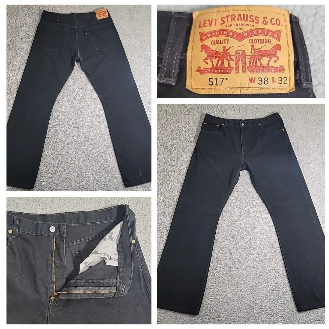 Levi's 517 Men's Bootcut Jeans 37x31 Black Dark Wash Denim