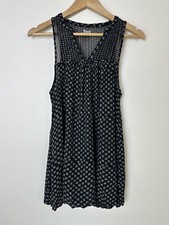 Ecote Urban Outfitters Womens Black Printed Tank Top Tunic Boho Mini Dress XS