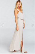 Show Me Your Mumu Kendall Maxi V-Back Gown Dress Show Me The Ring Crisp Large 