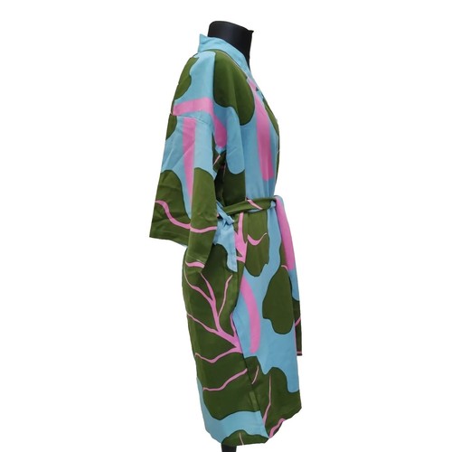 MARIMEKKO IKEA BASTUA kimono bathrobe robe XL green leaf pink blue unisex HOLE - 第 7/24 張圖片