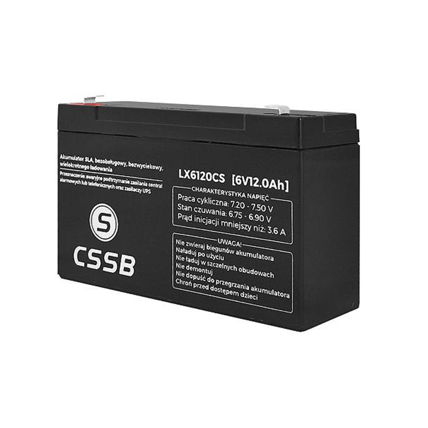 Batterie gel 6V 12Ah sans fuite à haute cyclabilité pour alarme et éclairage