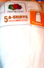 Fruit of the Loom Boys' 5 White Sleeveless Tanks A-Shirts Large 14-16