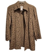Koret Dress Women's Sz 12 Moss Color ,abstract Print Ls Open Front Jacket