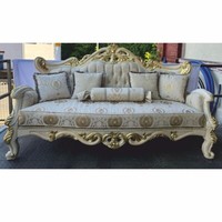 Casa Padrino Luxus Barock Wohnzimmer Sofa Silber / Gold 225 Cm - Barock MöBel