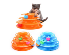 Kitten Cat Tower Tracks Stack Toy Batting Crazy Ball Interactive Cat Toy 3 Level