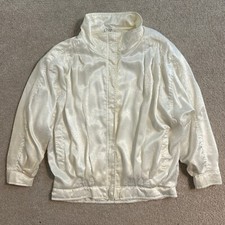 Vintage Adidas Track Jacket Full Zip Floral Print Lightweight Ivory White L