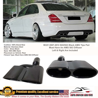 S65 Tips S-Class Black Muffler Dual Exhaust Logo Pipe High Quality W221 S63