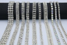 FCL 1Y SS12 Rhinestone Diamante Chain Trim Silver 4 Jewelry Dress DIY Decoration