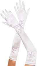 Music Legs Extra Long Satin Gloves Costume Accessory White