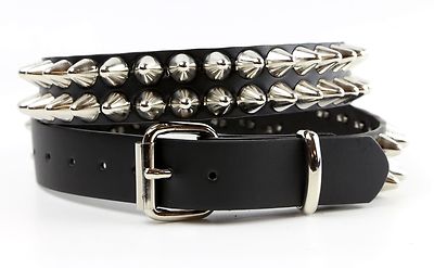 2 Row Large Cone UK77 Stud Leather Belt Punk Gothic Thrash Metal