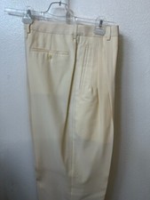 Men's Pants 100 Wool ,3Pleat, Ecru Color Size.30-40 Made In Italy Art.400211