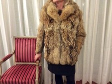 Manteau de fourrure coyotte et col en renard - vintage années 70