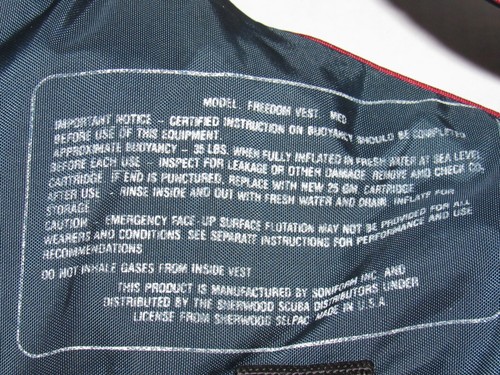 Sherwood Scuba Freedom Vest Blue Men's Size Medium - Picture 9 of 9