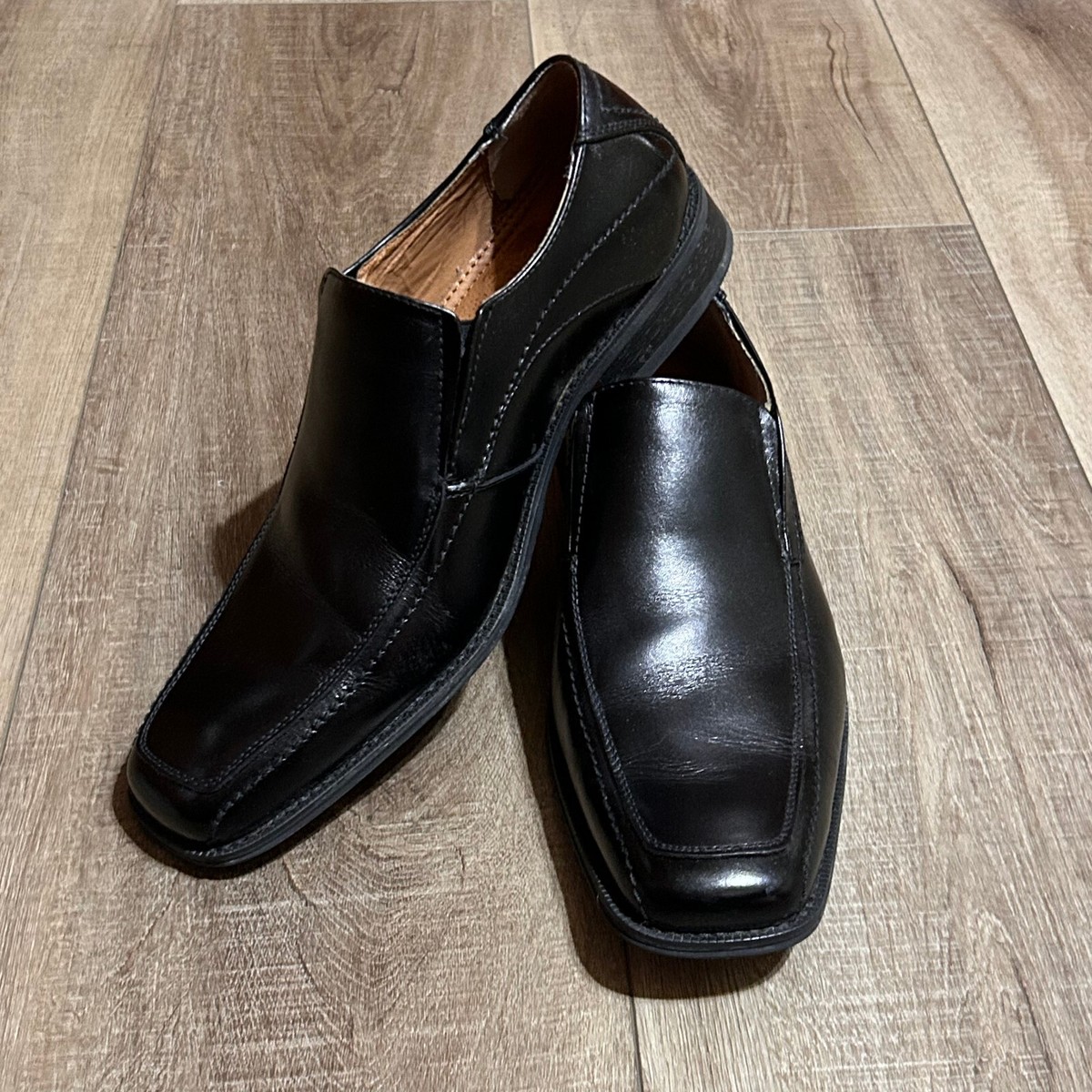 Joseph Abboud Black Leahter Slip On Loafers Shoes Men display picture 1