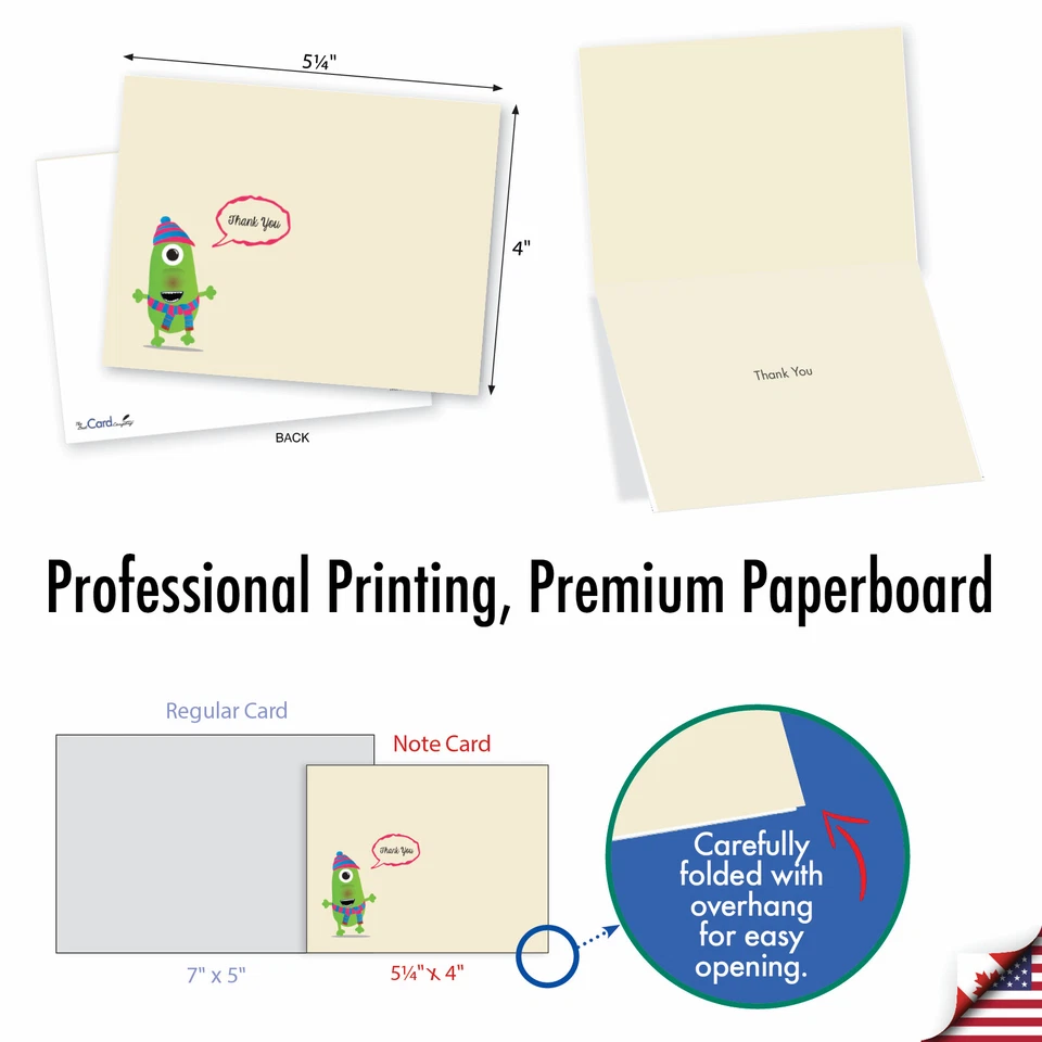 Paquete de 10 tarjetas de notas de agradecimiento con sobres - monstruos hipster Foto 2 de 4