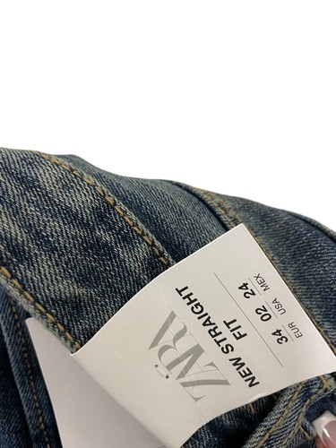 Zara Womens Jeans EU 34 US 2 Straight Fit Blue Denim Mid Rise 2569/215 NWT - Picture 7 of 12