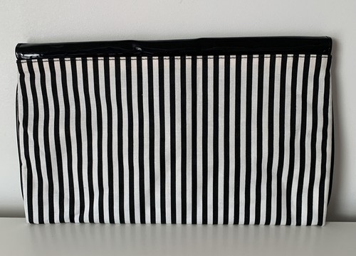 Lancome Black/White Striped Canvas Clutch - Picture 3 of 9