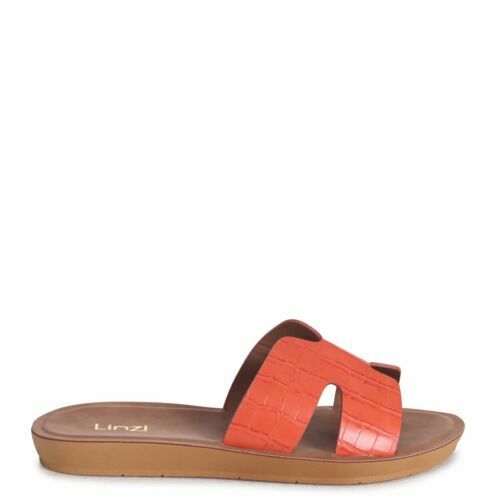 BUSCEMI Mens Scratch Spellout Logo Slides Sandals Orange (MSRP $375) Size 39 BUSCEMI Mens Scratch Spellout Logo Slides Sandals Orange  main image 4