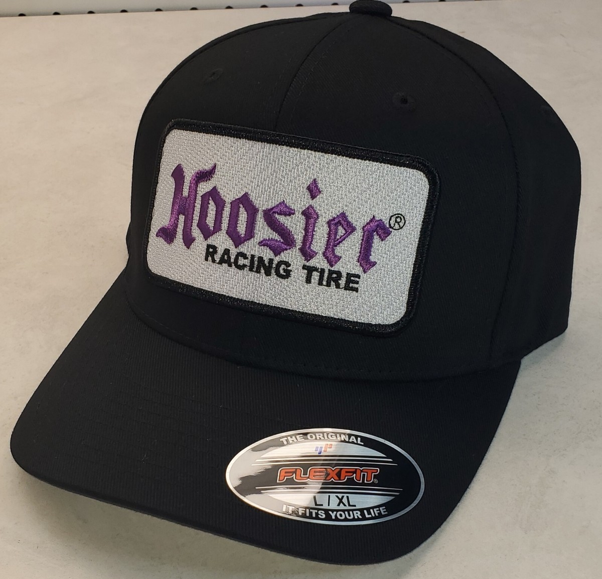 Hoosier Racing Tires NHRA NASCAR Drag Gear Patch Trucker Hat Cap Car Show Swag Vintage 90s Hoosier Racing Tires Hot Rod Drag Strip Made in  main image 3