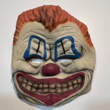 Halloween Scary Clown Horror Mask Red Nose Orange Hair Elastic Strap Stretched