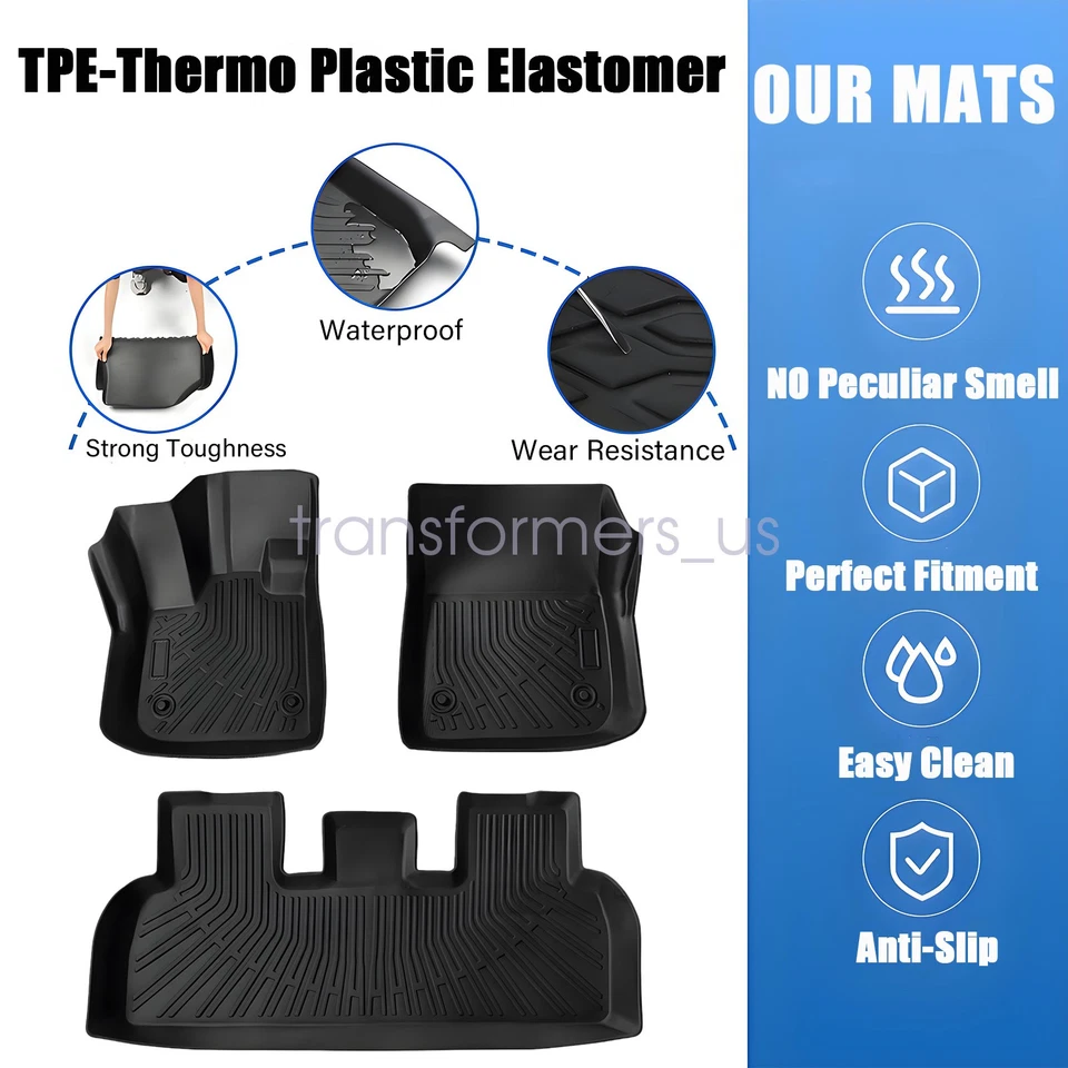 TPE Front & 2nd Row Floor Mats Liners For 2023 - 2024 Fisker Ocean All Weather - Image 3 of 4