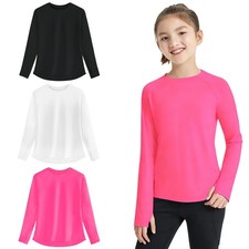 3 Pack Girls Long Sleeve Athletic Shirts Summer Sport Quick Dry Tops UPF 50 ...