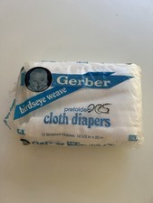 Gerber 9 Pk Birdseye Weave Prefolded Cloth Diapers Fiber Vtg 1990 New In Package