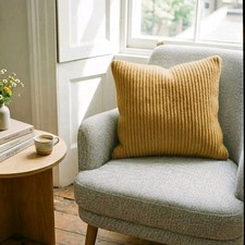 Large Cushion Covers 60x60cm (24x24inch). Set Of 2 Mustard Corduroy Size Zipper 