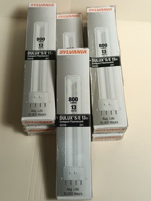 (Lot of 6) Sylvania Dulux S/E 13W 20318 CFL CF13DS/E/841 4-Pin 2GX7 base