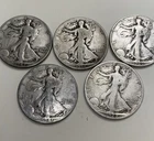 5 Walking Liberty Half Dollar 90% Silver Coins US Mint