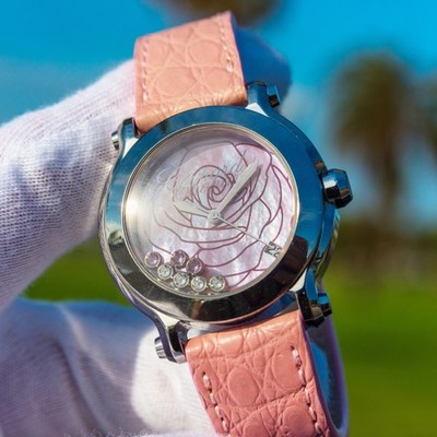 Limited Ed. Chopard Happy Sport 36mm La Vie En Rose Steel MOP Watch 500 pcs 8475