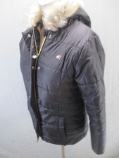 Tommy Hilfiger Size L 12-14 Girls Black Hooded Fur Full Zip Casual Jacket 308