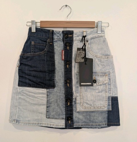 Dsquared2, Dsquared2 Skirt Denim Mini Patchwork Size IT 38 AU 6/8 US 2/4 New Tags RRP $860