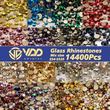 Rhinestones 14400Pcs Mix SS4-SS20 Gold Flatback for DIY Nail Art