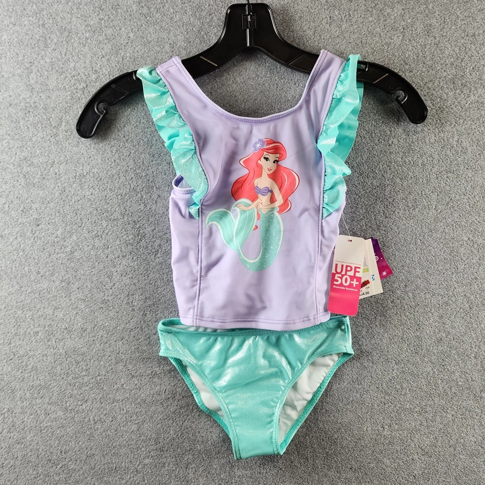 Disney La Sirenita Tankini Traje de Baño Princesa Niñas Pequeñas 4 Verde 2 Piezas Foto 2 de 4