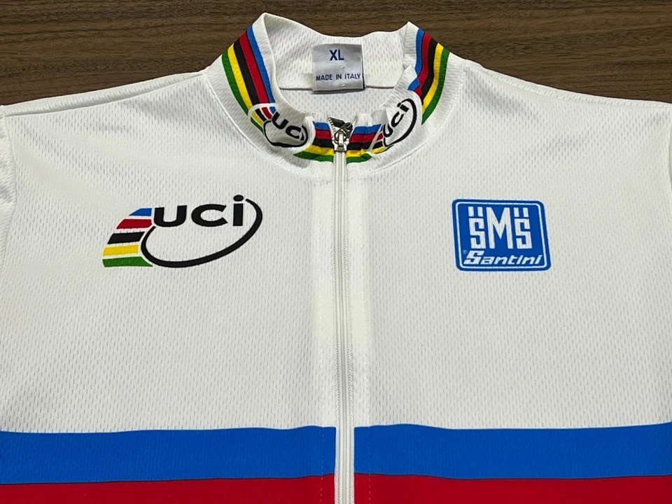 Camiseta deportiva de ciclismo UCI World Champion SMS Santini blanca manga corta cremallera completa - XL Foto 2 de 4